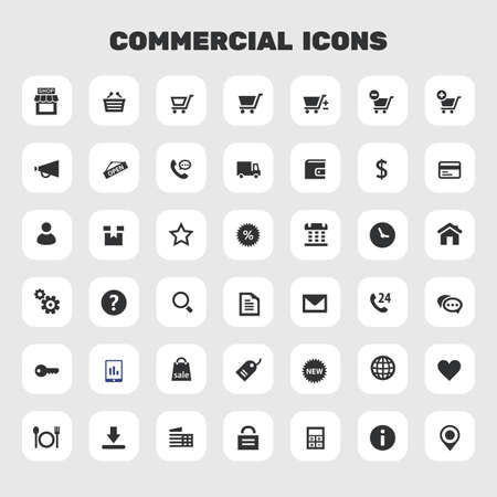 Big commercial icon set, trendy flat iconsのイラスト素材