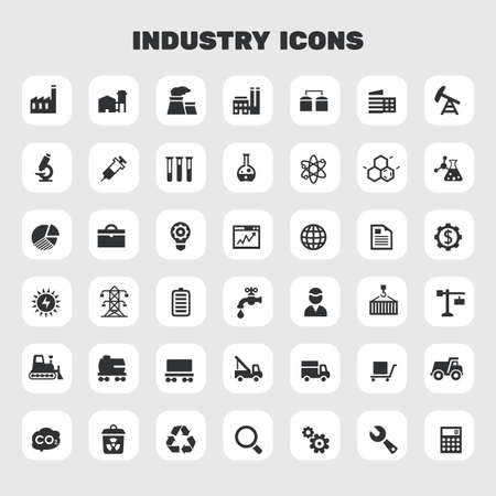 Big Industry icon set, trendy flat iconsのイラスト素材