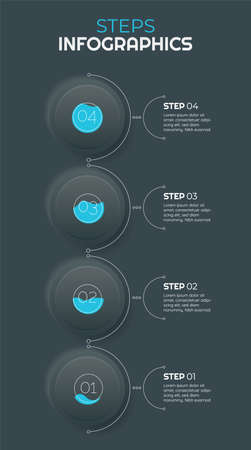 Vector trendy step by step infographics design. Linear and neomorphismのイラスト素材
