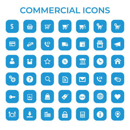Big commercial icon set, trendy flat iconsのイラスト素材