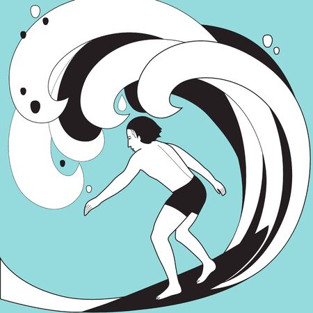 Graphic vector illustration of surfer in swimwearのイラスト素材