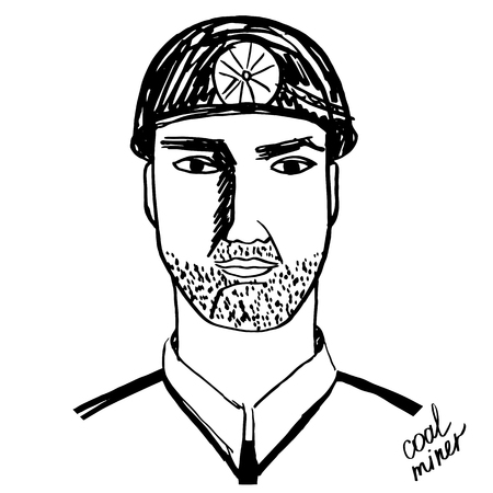 Coal miner black and whiteのイラスト素材