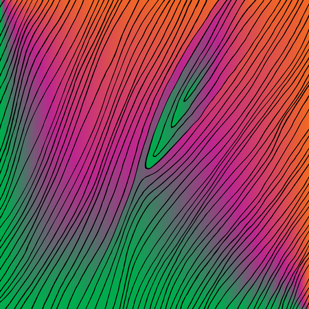 Hand drawn abstract black thin lines on colorful background. Energetic vibrant colorsのイラスト素材