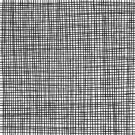 Hand drawn grid texture. Thin black lines on white background. Sketch texture for graphic design.のイラスト素材