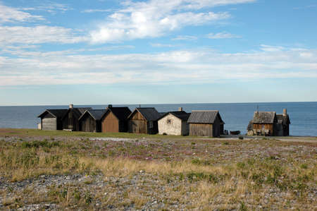 Fishing huts on Gotland, Swedenの写真素材