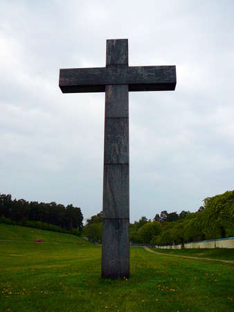The giant cross at the woodland cemetery in Stockholm, Sweden.の写真素材
