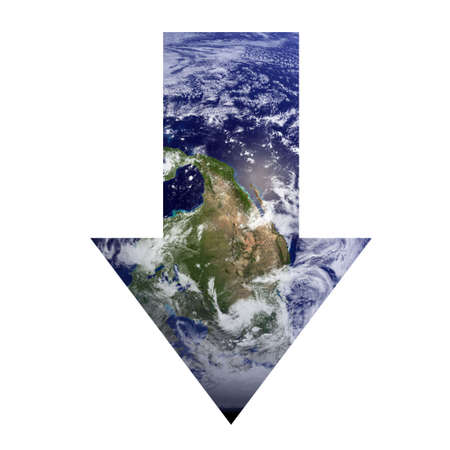 An arrow consisting of the Earth is pointing upwards representing lack of progress in environmental issues. Earth picture from Nasa.の写真素材