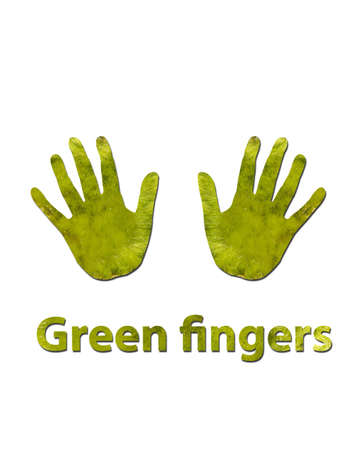 A hand print made up of green leaves to symbolize green fingers or ecology.の写真素材