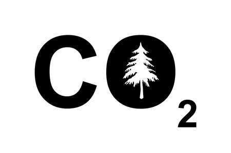 A CO2 sign with a tree to symbolize carbon footprint or environmental issues.の写真素材