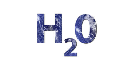 The word H2O is written with letters made from water. Water picture from NASA.の写真素材