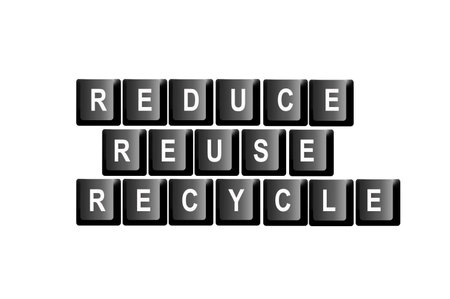 Reduce, reuse, recycle written with computer keyboard lettersの写真素材