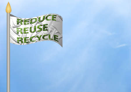 A flag with the text reduce, reuse, recycleの写真素材