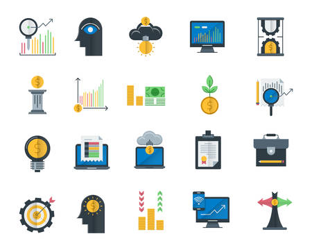 Analytics and investment flat iconsのイラスト素材