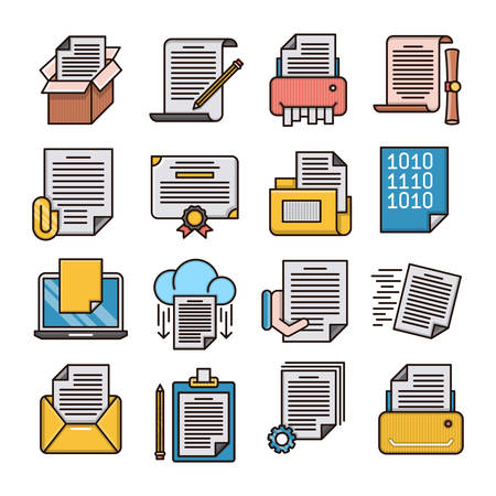 Document filled outline icons suitable for a wide range of digital creative projects.のイラスト素材