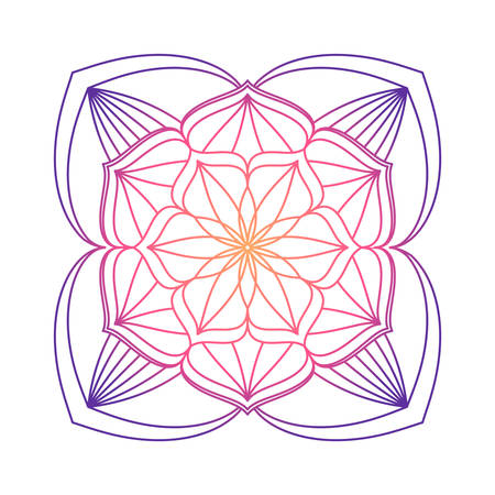 Circular pattern in form of mandala with flower for Henna, Mehndi, decoration. Decorative ornament in ethnic oriental style. Coloring book page.のイラスト素材