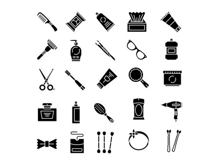 Icons set of Personal care product, Simple Solid Pictogram Pack, suitable for a wide range of digital creative projects! Happy creating!のイラスト素材