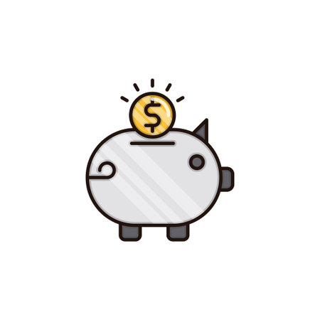 piggy bank flat icons set. Useful graphic elements for your projects.のイラスト素材