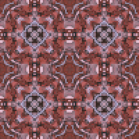 Seamless tileable pixelated pattern in red and brown tonesのイラスト素材
