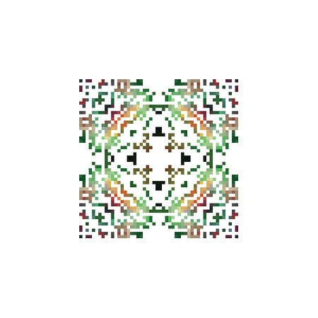 Ethnic embroidery pattern in the style of pixel art.のイラスト素材