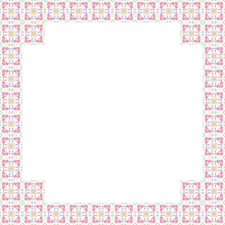 Frame made of abstract flowers on white background. Place for your text.のイラスト素材