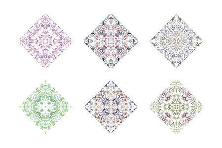 Set of seamless pattern in ethnic oriental style. Vector illustration.のイラスト素材