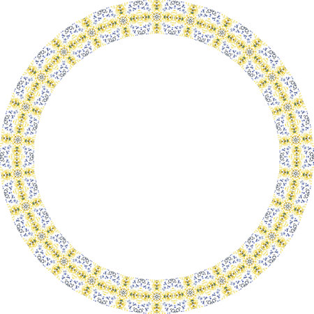 Oriental vector round frame with arabesques and floral motifs. Copy space.のイラスト素材