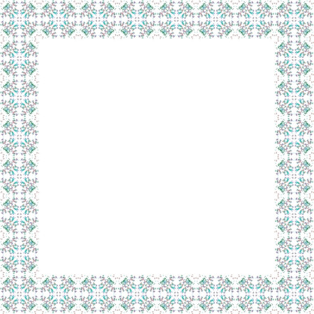 Square frame with floral ornament. Vector illustration in blue and white colors.のイラスト素材
