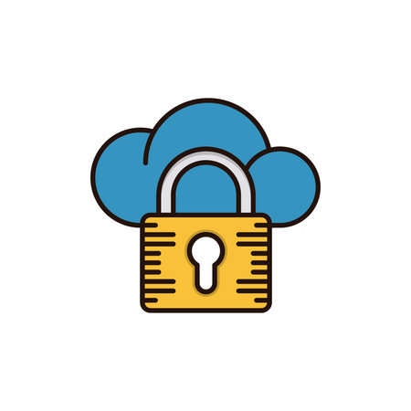cloud computing with padlock icon vector illustration design  line and fillのイラスト素材