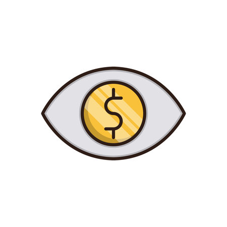 Eye with dollar sign. Vector illustration in flat style on white background.のイラスト素材