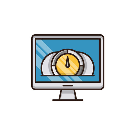 monitor computer with chronometer isolated icon vector illustration desing and flat