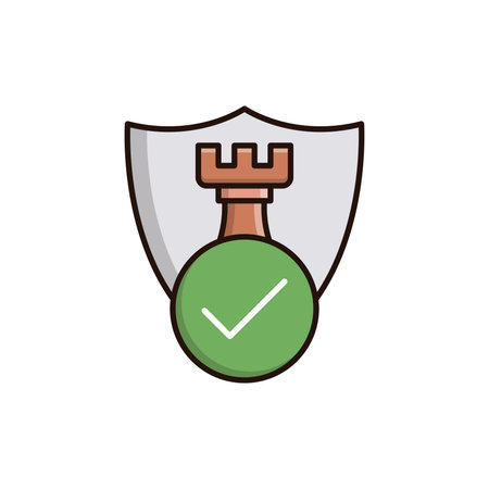 security shield with check mark, line color style icon vector illustration designのイラスト素材