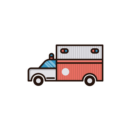 Ambulance truck icon. Flat color design. Vector illustration.のイラスト素材