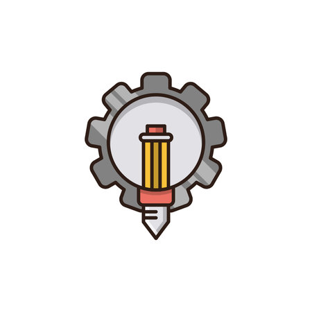 Bulb and pencil icon in flat color style. Idea, brainstormingのイラスト素材