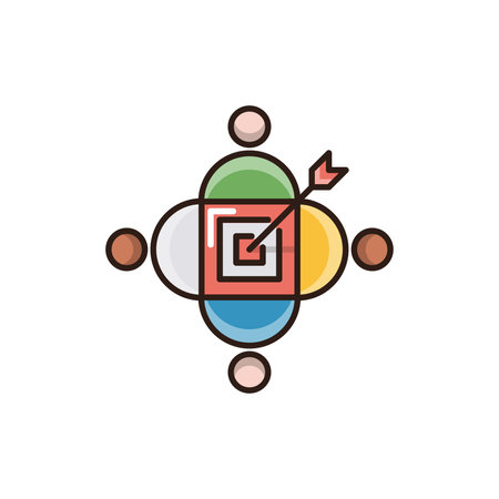 Business people working together, teamwork concept. Vector flat line icon.のイラスト素材