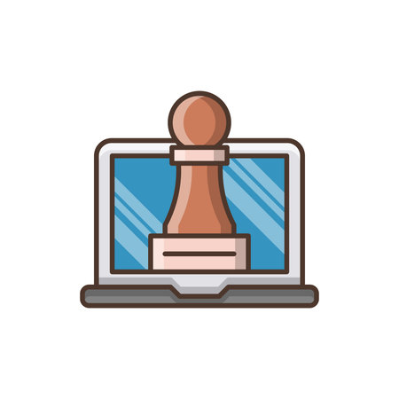 laptop computer with chess piece isolated icon design, vector illustration  graphicのイラスト素材
