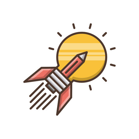 Rocket launch flat color vector icon. Start up, business, start up concept.のイラスト素材