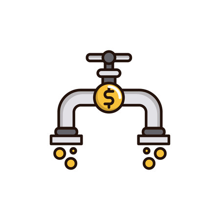 Faucet with money icon. Vector illustration in flat style.のイラスト素材