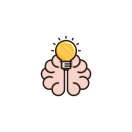 Brain and lightbulb icon. Brainstorming, creative idea, brainstorming, brainstorming vector illustrationのイラスト素材