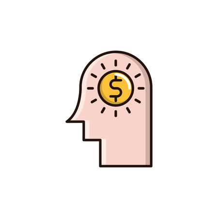 Human head with money icon. Vector illustration in trendy flat style.のイラスト素材