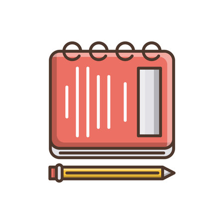 Notebook and pencil color line icon. Vector illustration. Isolated on white background.のイラスト素材