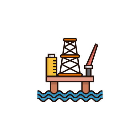 Oil platform flat icon. Oil industry concept. Vector illustration can be used for topics like production, oil industry, businessのイラスト素材