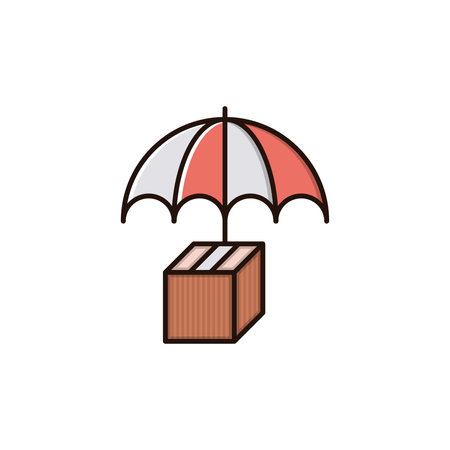 Box and umbrella icon. Delivery, logistics, shipping concept. Vector illustrationのイラスト素材
