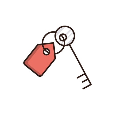Key with tag line icon, vector illustration. Key with tag linear icon.のイラスト素材