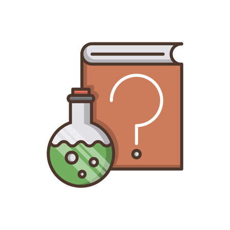 Book and test tube flat icon. Vector illustration of book and flask.のイラスト素材