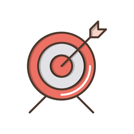 Target and arrow, goaleting, targeting, success, business strategy, vector line iconのイラスト素材