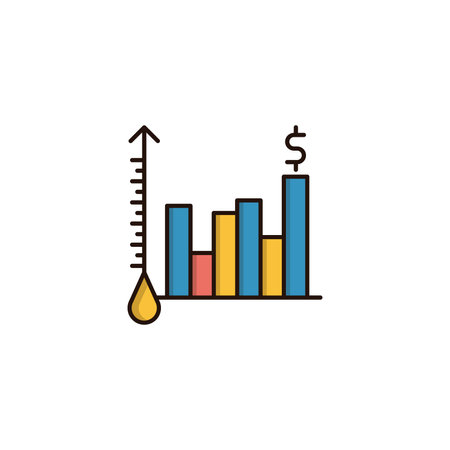 Bar chart and oil drop icon vector illustration. Flat design style.のイラスト素材