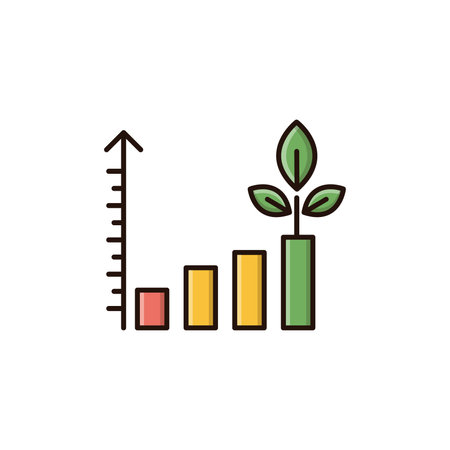 Growth chart with plant icon. Vector illustration, flat design.のイラスト素材