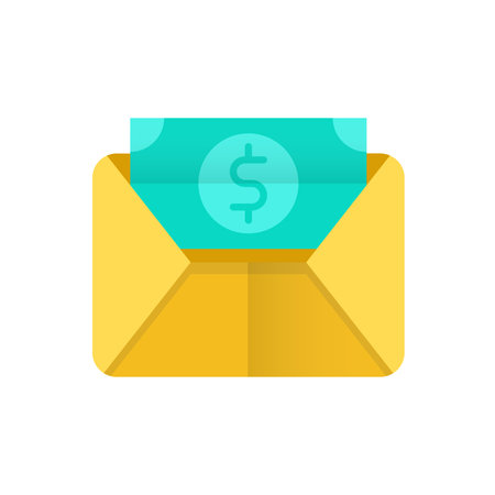 Envelope with dollar icon in flat color style. Money transferのイラスト素材