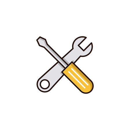 screwdriver and wrench tools icon on white background. vector illustrationのイラスト素材