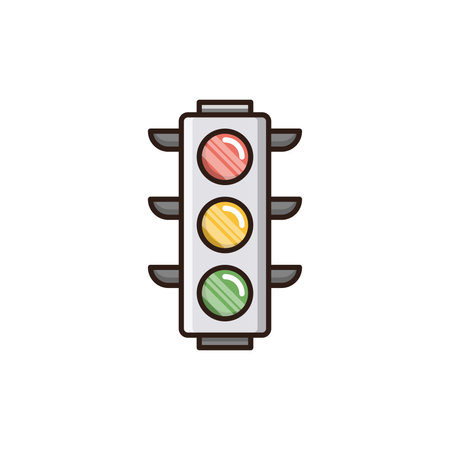 Traffic light icon in flat color style. Vector illustration on white background.のイラスト素材